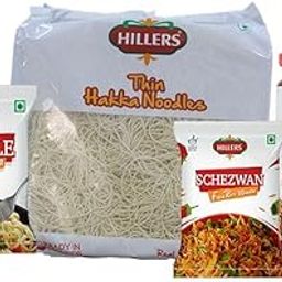 Hillers Thin Hakka Noodles (2 Packs) 400g Schezwan Chutney (1 bottle) 250g Noodles Masala (3 Packs) 20g and Fried Rice Masala (3 Packs) 20g Hillers Hakka Noodles Bundle Pack-image-4