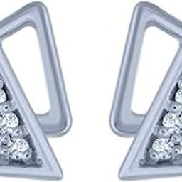 18k (750) White Gold and Diamond Stud Earrings for Women-image-82