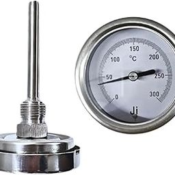 "Ji" Japsin Instrumentation Temperature Gauge, Bimetal Dial Thermometer, 2 1/2" Dial, Range 0 to 300°C, 75 mm Stem, Direct Mounting Back Entry, 1/2" BSP (M) Connection, SS Case & SS Wetted Parts-19