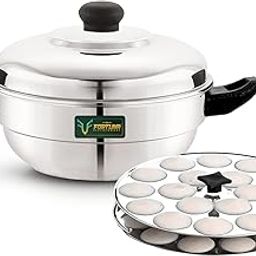 Fortuna Kitchenware Mini Idli Maker Steel | Mini Idli Steamer Stainless Steel | Small Idli Maker Multipurpose Steel Kadai with 36 Idli Kulis (2 Plates)-image-64
