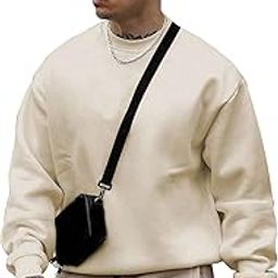 Solid Plain Cotton Oversized Baggy Beige Sweatshirt for Men-image-59