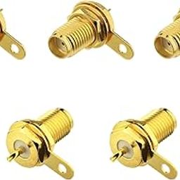 CentIoT - RF Coax Gold Plated with Flange nut Bulkhead Connector Plug (50ohm, SMA Female Jack, Panel Mount)-picture-29