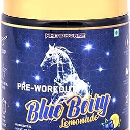 NutriSpark White Horse- Pre work out Workout Supplement with Creatine HCl, Beta-Alanine, Glutamine - Energy and Muscle Management, Unisex-BlueBerry Lemonade-image-47