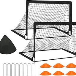 LOOM TREE® Kids Soccer Goal for Backyard Portable Football Nets for Home Fitness Garden Style C | 2 Football Goals, 6 Cones, 8 Stakes, 1 Storage Bag-picture-21