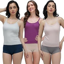 Pack of 3 Pure Cotton Soft Light Weight Solid Women Camisole-picture-8