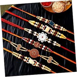 Rakhi Combo Set of 6 for Brother Boy Bhaiya Men Kids Krishna Rakhi Ganesha Kundan for Bhai Rakshabandhan Thread-image-106