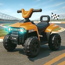 KIDBITKART Falcon ATV EV Battery CAR rideon with Music and Lights, Forward and Backward Gear, Built in MP3 Player (Gold) (Gold)-image-91
