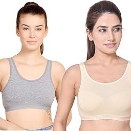 Cotton Lycra Stretchable Full Coverage Non Padded Sports Bra Combo Pack of 2 for Gym Yoga Exercise Running Workout Regular Daily use-image-81