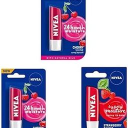 NIVEA Shine Caring Lip Balm #31 Cherry Shine, Cherry Shine, Strawberry Shine (Pack of: 3, 14.4 g)-image-16
