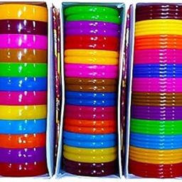 RuZuZ Multicolored Plastic Bangles for Silk Thread Jewellery Making for Women and Girls, Thickness 5 mm, 10 mm, 20 mm (4, 2, 1 Pieces) Pack of 3 Boxes (Size 2.8)-22