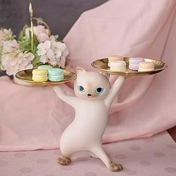 Seafrrzios Whimsical Cat Tray Statue - Nordic Resin, Bedroom Entrance Home Office Desk Decoration, Key Candy Container Storage, Sculpture Room Decor, Home Decor Accessory-image-20