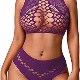 Womens Fishnet Lingerie for Women Sexy Two Piece Lingerie Set Stripper Outfit for Wife, Girlfriend, Women Wedding Valentine Special Night Occasion Festival Honeymoon-image-77