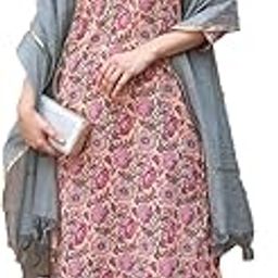 BANDIA Peach Floral Printed Gota Patti Kurta Trouser Set with Grey Kota Doria Dupatta.-image-1