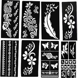 Ivana's 8 Pieces India Henna Tattoo Stencil Set for Women Girls Hand Finger Body Paint Temporary Tattoo-picture-53