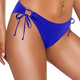 String Women Bikini Bottoms Low Waist Full Coverage Tie Sides Swimsuit Bottom Low Rise Tie Cross Lace up Bathing Suit-picture-0