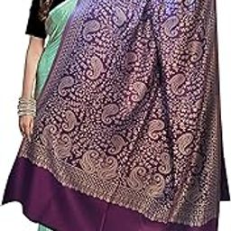 Women's Kashmiri Woolen Jamawar Warm and Soft Shawl Wrap for Winter [SIZE:40X80 Inches]-image-88