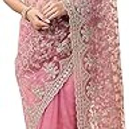 Women's Net Embroidery Saree with Blouse Piece-picture-3