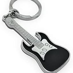 Musical Guitar Metal Keychain for Music Lovers (Black & Silver)-1