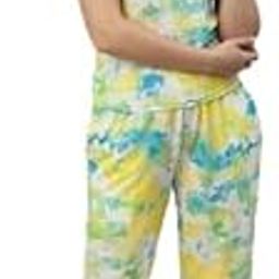 MAMA BHANJA ENTERPRISE TS95 Women's Watercolor Print Co-ord Set – Yellow & Blue Casual T-Shirt with Jogger Pants-picture-20
