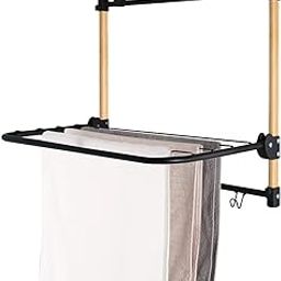Lukzer 1 Tier Over The Door Towel Stand Compact Foldable Clothes Drying Rack Space-Saving Laundry Rack Metal Multipurpose Stand for Kitchen, Balcony, Bedroom, Laundry Room (40X45X29CM)-image-65