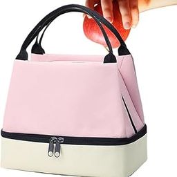 Shrux Portable Double Decker Insulated Lunch Tote Bag with Handle and Zipper Closer | School, Picnic and Office Use Food Storage Carry Bag | Men & Women Use Thermal Cooler Tote with Handle -1Pcs-image-8