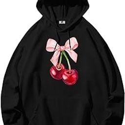 SXV 'Cherry Bow’ Printed Cool Aesthetic Sweatshirt Hoodie-image-4