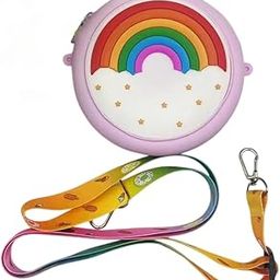 Rainbow Cloud Crossbody Purse for Girls, Cute Mini Shoulder Bag with Colourful Strap, Purple-image-78