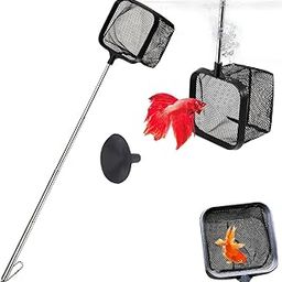 Fishing Net, Small Aquarium Fish Net for Betta Fish Tank, Stainless Steel Handle Square Fish Net for Catching for Small Fish Tank Betta Fish Tank (3 Inch Fish Net)-0