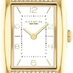 Coach Reese Qtz Basic White Rectangle Dial Women's Watch|Ionic Plated Thin Gold Steel & Crystals Material|Gold Color Band - 14504316-picture-46