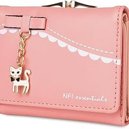 Multi Fold Women's Wallet, Holding Credit Card Cash & Coins Small Purse Clutch with Cat Shaped Metal Keychain Mini Wallet-image-32