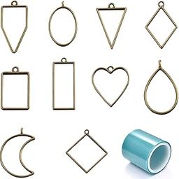R H LIFESTYLE Rakhi Bezel Design Open Bezel Bracelet Charms for Jewelry Making, Epoxy Resin Rakhi, Bracelet & Keychain DIY Resin Art Mould 10 Pcs Bronze-image-59