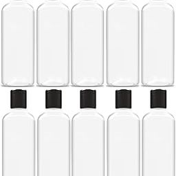 200ml Squeeze Bottle with Flip Top Cap, Empty BPA-Free Refillable Container For Shampoo, Lotions, Liquid Soap, Creams, Liquid Cosmetic Travel Size Transparent Bottle, Black Flip-Top, Set of 10-picture-46