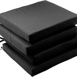 KCVV Outdoor Chair Cushions of 4,Patio Cushions for Outdoor Furniture,Waterproof Patio Chair Cushions with Ties,Memory Foam Outdoor Seat Cushion,18.5"x16"x3" (Black)-image-47