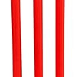 Artino Fluorescent Red Plastic Cricket Wicket Set Full Size - 3 Stumps + 2 Bails + 1 Stand (Plastic Wicket Set)-image-97