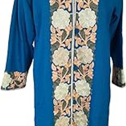 Kashmiri aari embroidery floral design woolen coat with attach lining for women || blue color || L: 41.5" B: 21.5" Sleeves: 22"-image-33