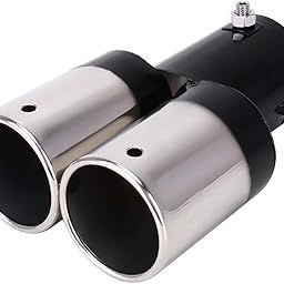 Speedwav UNIVERSAL CAR STYLING STAINLESS STEEL STRAIGHT DOUBLE OUTLETS EXHAUST TAIL MUFFLER TIP PIPE (BLACK) Model_No.LSWMS24-25