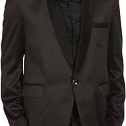 Men's Poly Blend Notched Lapel Black Tuxedo Blazer-image-41
