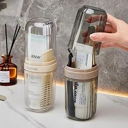 Portable Transparent Toothbrush Cover case Toothbrush Holder & Anti-Bacterial Tooth Brush Holder Bathroom | Germ Protection, Ideal for Home & Travel Accessories(1 Pcs,Brown)-image-28