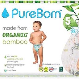 PureBorn Organic Natural Bamboo Baby Disposable Diapers-Size 5 By Fratelli|From 11 To 18 Kg|22 Pcs|Assorted Print|Premium Super Soft| Maximum Leakage Protection|Eco Friendly Nappies|New Born Essentials S5-22s-23