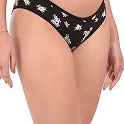 Women's Low Waist Printed Bikini Panty Black Color-image-11