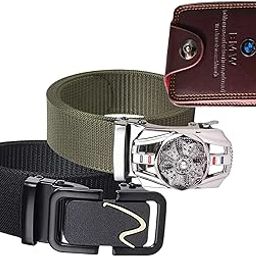 Men’s Formal/Causal Automatic Push Lock Nylon Woven Belt Combo Set of 2for Men RA104-image-89