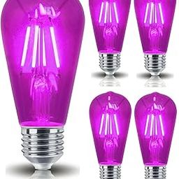 Vintage Edison LED Filament Decorative Bulb (4 Watt) E26/E27 Screw Holder Base, Clear Glass, PINK LIGHT (PACK OF 5)-image-28