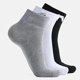 Cotton Ankle Socks, Pack of 3, Multicolour - Grey, White, Black-image-11