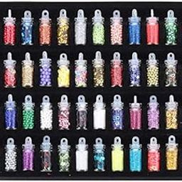 CHIROGRAPHY 48 Bottles DIY Nail Resin Glitter Sequins - Multicolor Crystal UV Epoxy Mold Fillers for Jewelry Making, 3D Nail Art Tips, and Decoration Accessories-31