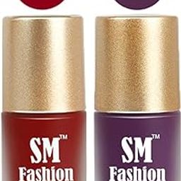 SM FASHION Nail Polishes, Berry Pink -Purple Velvet Matte Nail Paint Combo Set of 2 Pcs 7ml each-image-92