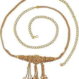 Gold-Plated Artificial Beads Traditional Waist Chain Kamarbandh For Women | The Gold-Plated Pearl Kamarbandh Waist Chain | Belly Chain Saree Waist Belt | Karddhani Vaddanam | Bikni Kamarbandh Body | Kamarchain | Kamarband For Women & Girls-picture-13