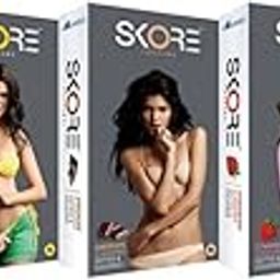 Skore Colourful Dotted Condoms Combo - 10 Count (Pack of 5, Banana, Chocolate, Strawberry, Shades and Orange)-image-91