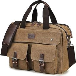 Messenger Bag, RAVUO 15.6 Inch Laptop Briefcases for Men Water Resistant Canvas Travel Laptop Bag Large Business Office Computer Satchel Bag Brown-picture-16