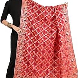 Women's Banarasi Silk Bandhej Dupatta | Hand Tie-Dye Traditional Ethnic Dupatta for Festive & Wedding Wear-picture-1