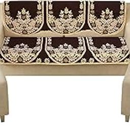 JVK Decor Velvet Sofa Cover Set with Heavy Fabric 500 TC Floral Design 5 Seater Sofa Cover -| Set of 6 Piece |-Multi Colour (degin i)-image-11